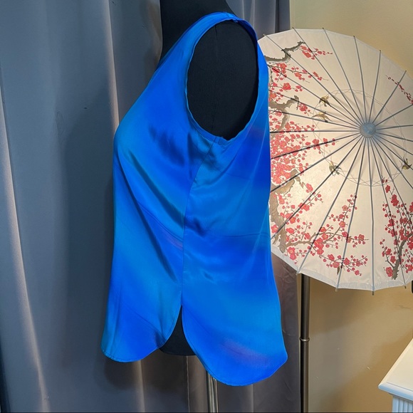 A Touch of Class Blue Purple Tie Dye Silk Blouse - Picture 3 of 7